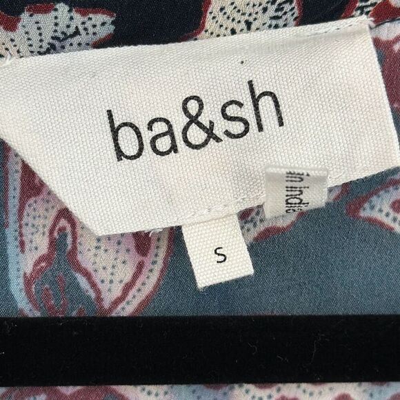 Ba&Sh Boho Blue Calix 3/4 Sleeve Pleated Tunic Mini Dress Small - Picture 3 of 15